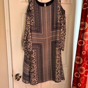 AUW Navy and Cream Geometric Mini Dress